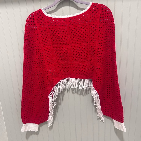 House of Harlow 1960 Red Sweater with White Hearts - Picture 2 of 2